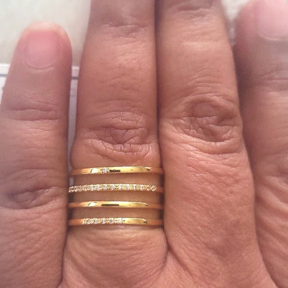 Sterling Forever Gold Plated Multi-Band Ring - Picture 2 of 4